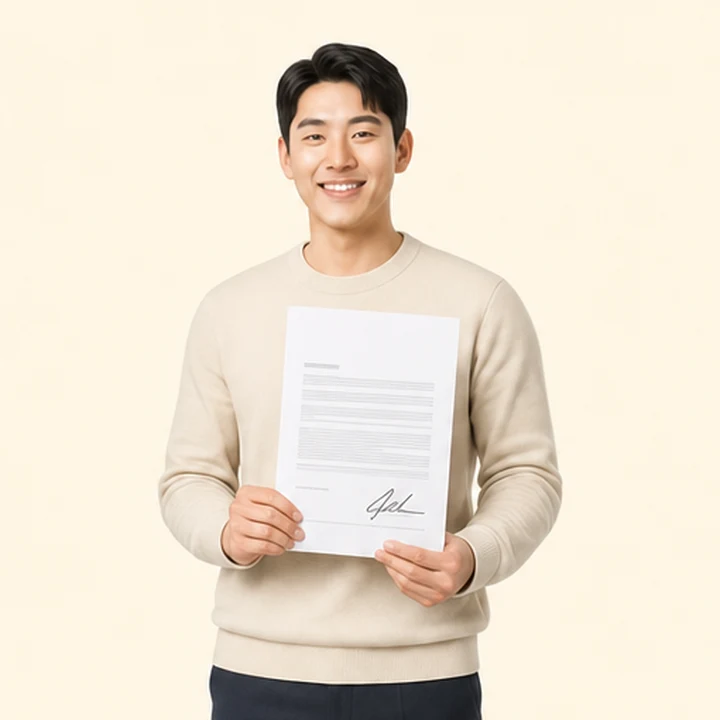 연체자 기아 쏘렌토 장기렌트 서면 견적서를 들고 있는 고객